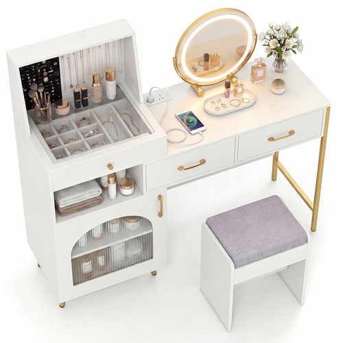 Vanity desk with mirror - desk, and