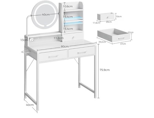 White dressing table - dressing, led