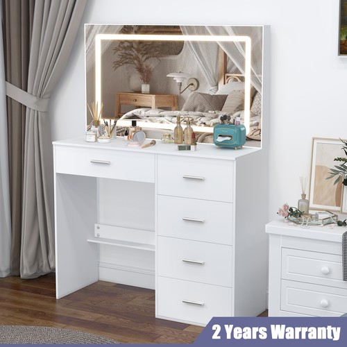 White dressing table - white, led